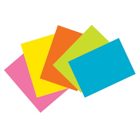 Pacon Index Cards, 5 Assorted Colors, Unruled, 4" x 6", 100 Cards/Pk, PK6 1721